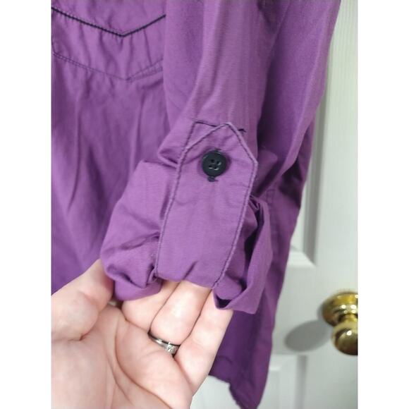 Tranquility Mayhem Woman M Shirt Purple Collared Button Western Casual Workwear - Picture 9 of 12
